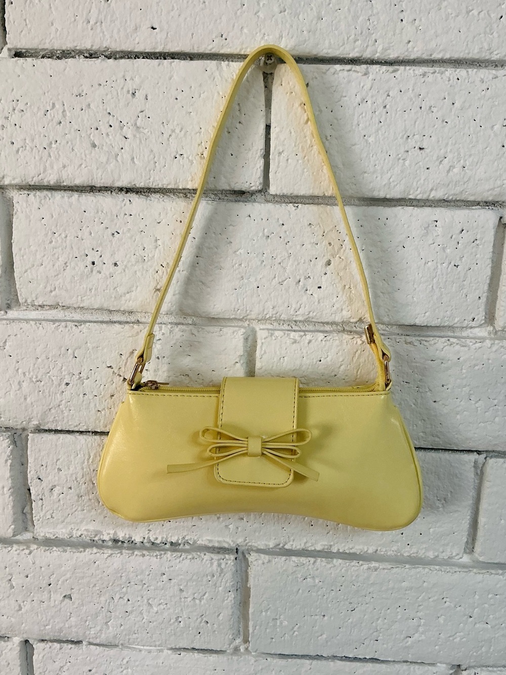 Retro Bowknot Chic Yellow Bow Accent Shoulder Bag EUC